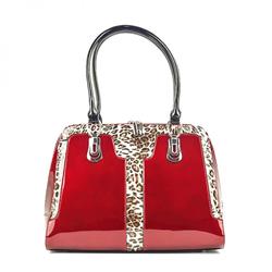 Picture of Bravo Handbags BH52-7573R Diana Red With Leopard Print Leather Classic Handbag