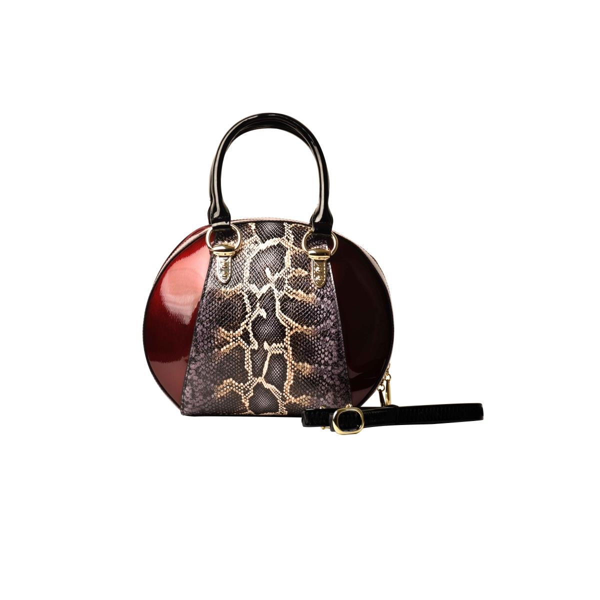Picture of Bravo Handbags B15-0293BURG Svetlana Version 2 with Python Print Handbag, Burgundy