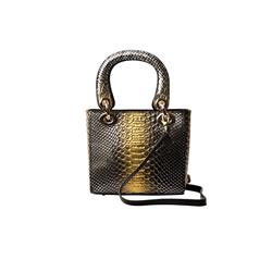 Picture of Bravo Handbags BH01-1889GOL Mini Galina in Python Print Handbag&#44; Gold & Silver