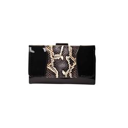 Picture of Bravo Handbags WB-502BLK Python Print Wallet Handbag, Black - Medium