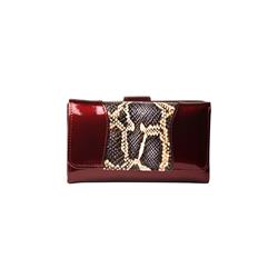 Picture of Bravo Handbags WB-502BUR NEW Python Print Wallet Handbag, Burgundy - Medium