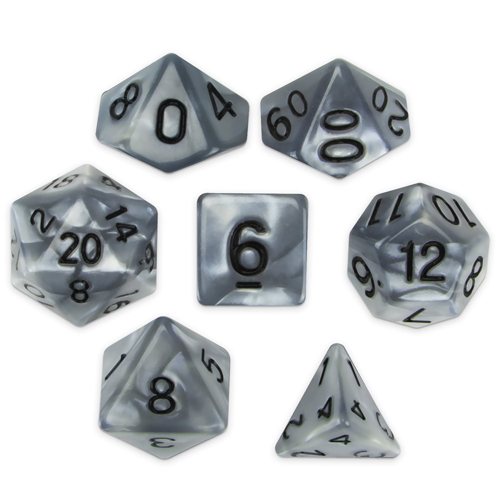 Picture of Brybelly GDIC-1160 Polyhedral Dice & Quicksilver -Set of 7