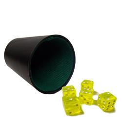 Picture of Brybelly GDIC-004- 5.301 5 Yellow Dice with Plastic Cup&#44; 16 mm