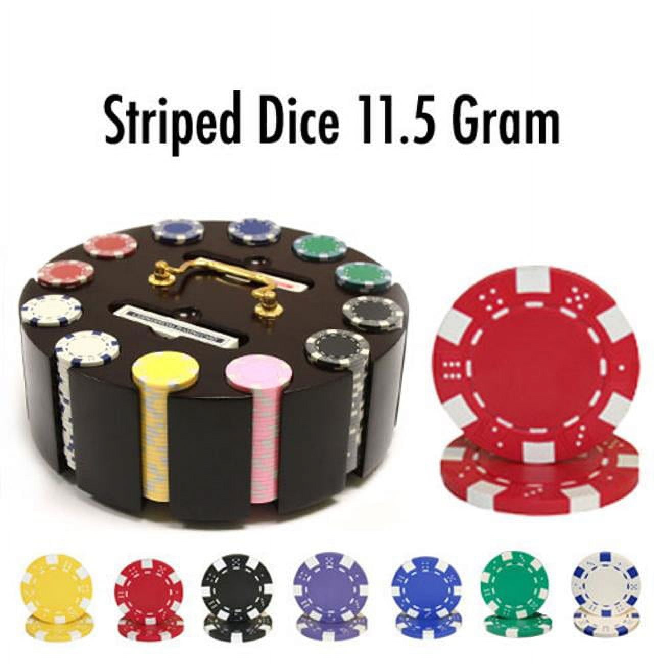 Picture of Brybelly CSSD-300C Pre Packaged Striped Dice 11.5 g&#44; Wooden Carousel - 300 count
