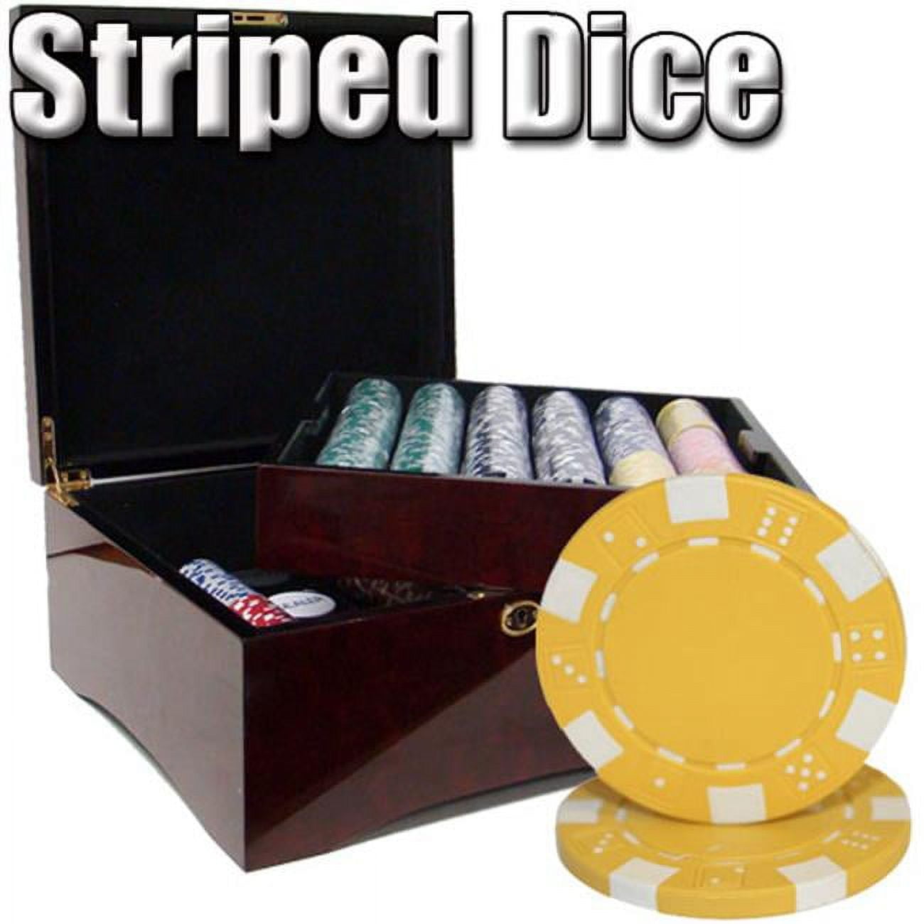 Picture of Brybelly CSSD-750M Pre Packaged Striped Dice 11.5 g&#44; Mahogany - 750 count