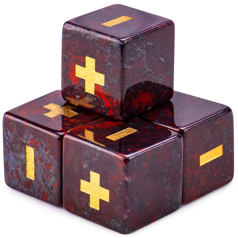 Picture of Brybelly GDIC-1951 Handmade Stone Fudge Dice - Poppy Jasper&#44; Pack of 4
