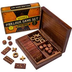 Picture of Brybelly GGAM-001 3-in-1 Wooden Parlour Game Set