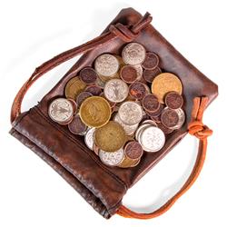 Picture of Brybelly GRPG-201 The Dragons Hoard 60 Metal Coins in Leather Pouch