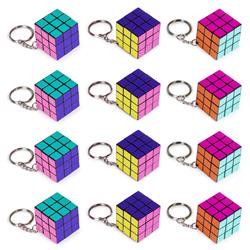 Picture of Brybelly TPUZ-002 80s Retro Puzzle Cube Keychains - Pack of 12