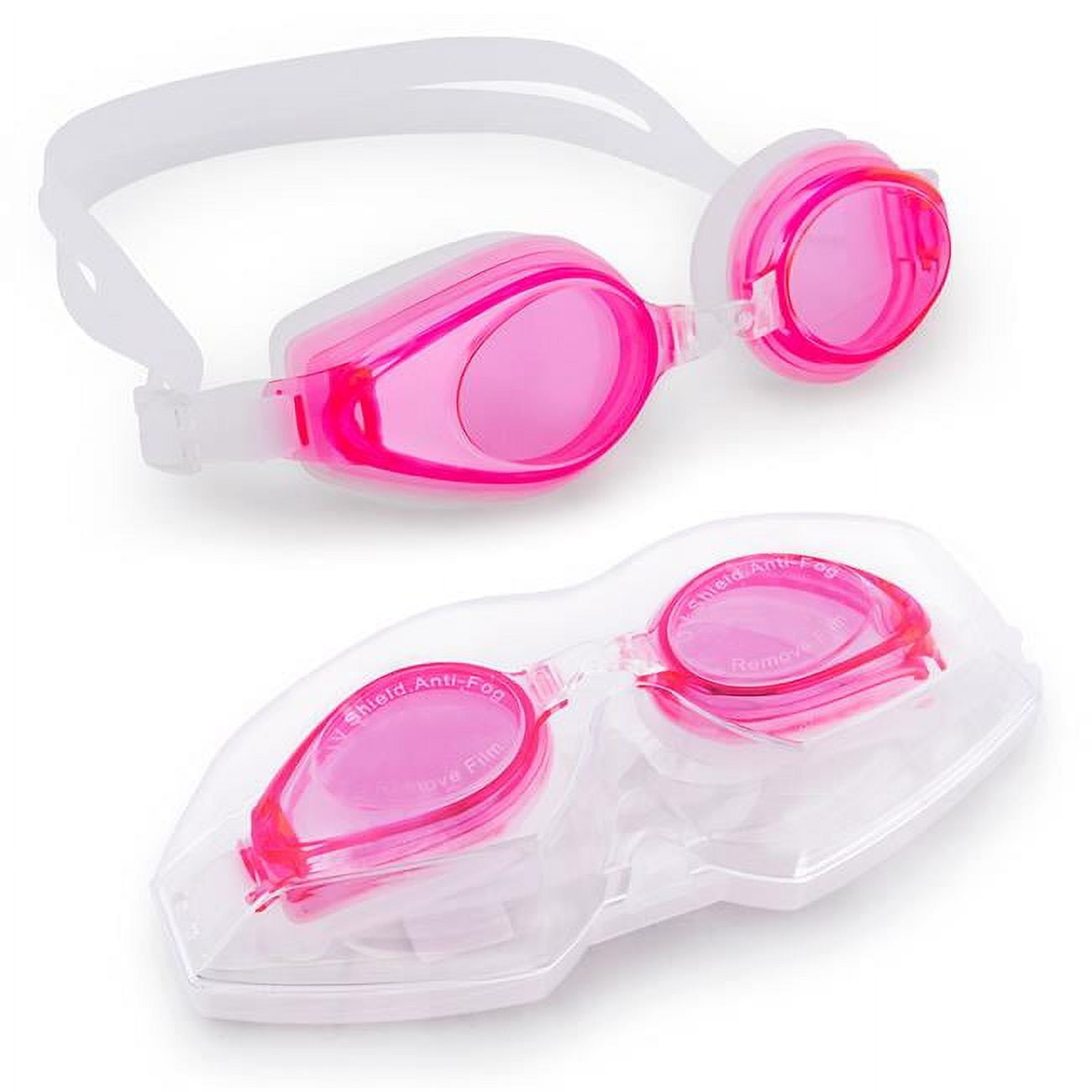 Picture of Brybelly SSWI-111 Swimming Goggles with Case, Pink - Adult