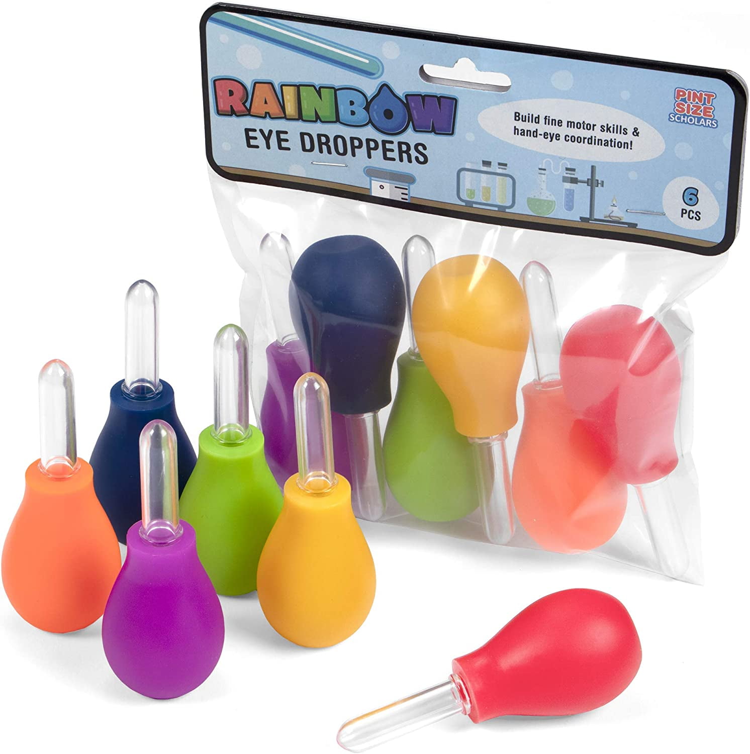 Picture of Brybelly ESUP-002 Jumbo Rainbow Eye Dropper - Pack of 6