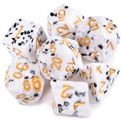 Picture of Brybelly GDIC-1162 Cookies & Cream Polyhedral Dice Set - Black&#44; White & Gold