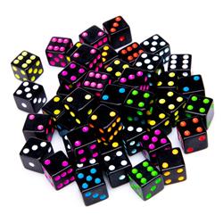 Picture of Brybelly GDIC-015 Assorted Color Blackout Dice - Pack of 50