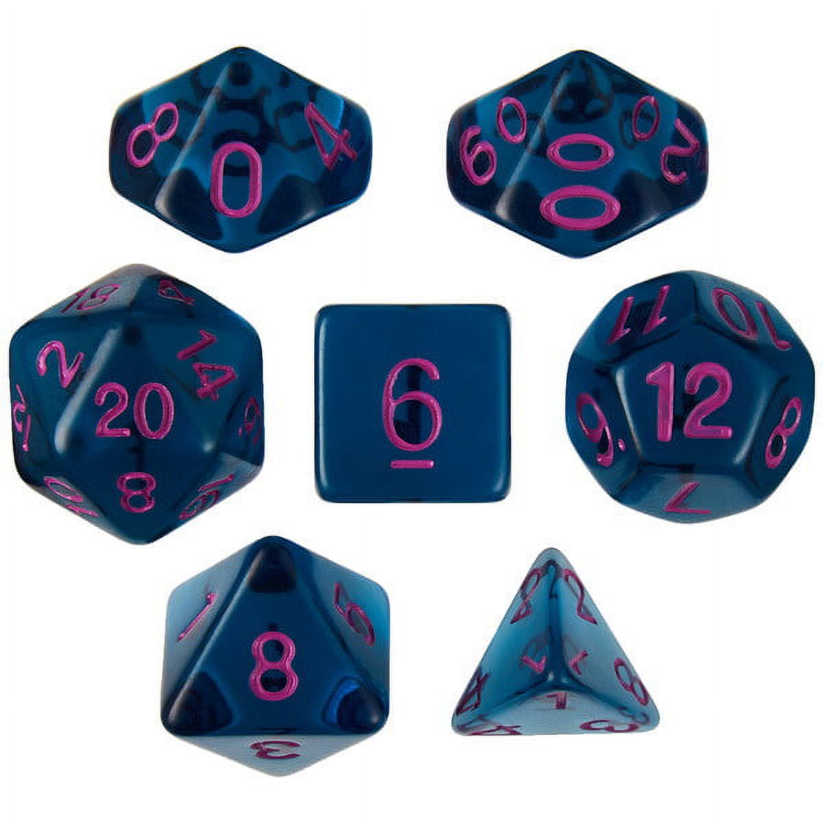 Picture of Brybelly GDIC-1180 Argon Ocean Dice&#44; Transparent Blue & Red - Set of 7
