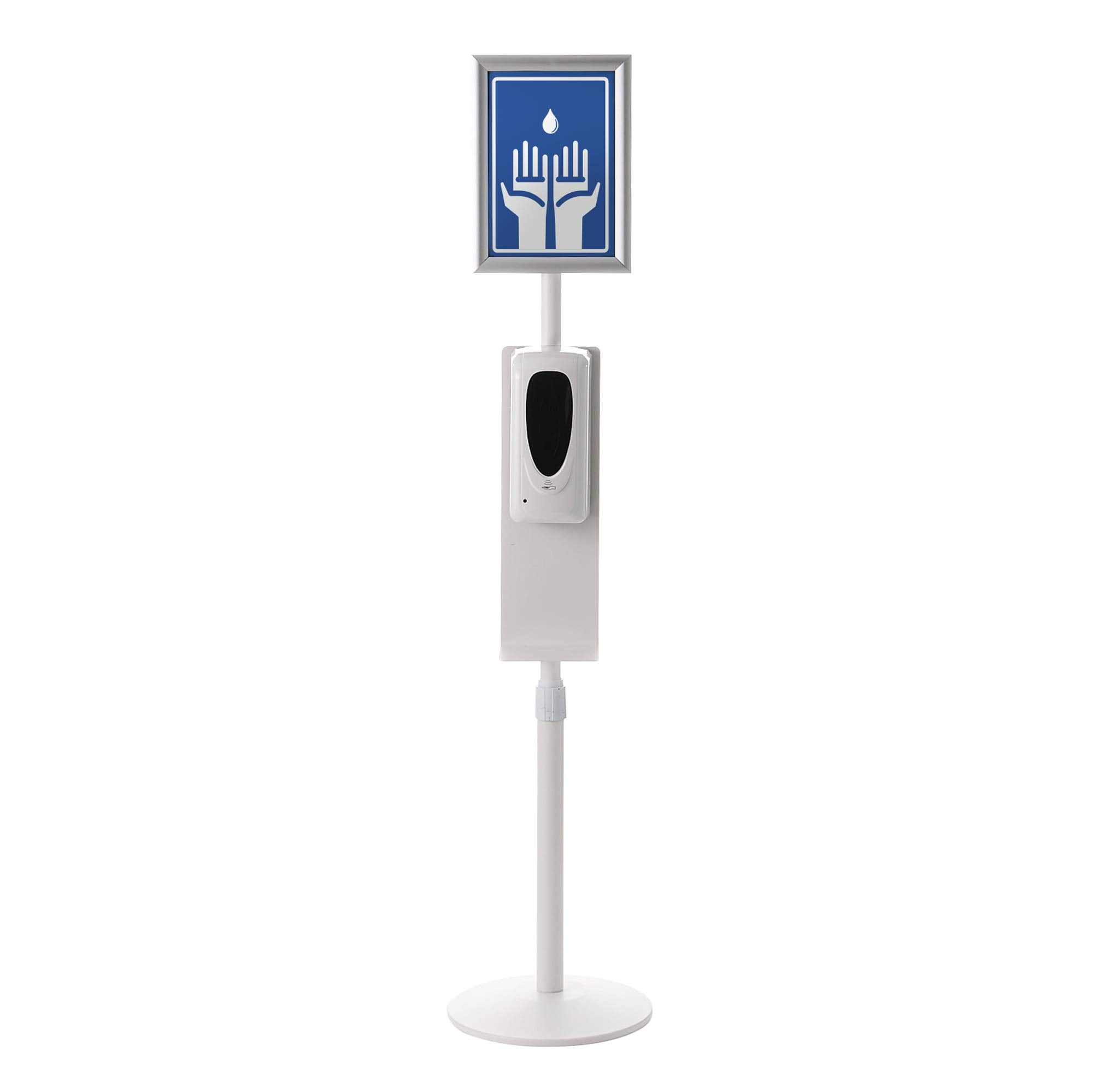 Picture of Brybelly IHSD-002 Hand Sanitizer Stand with Sign Holder&#44; White