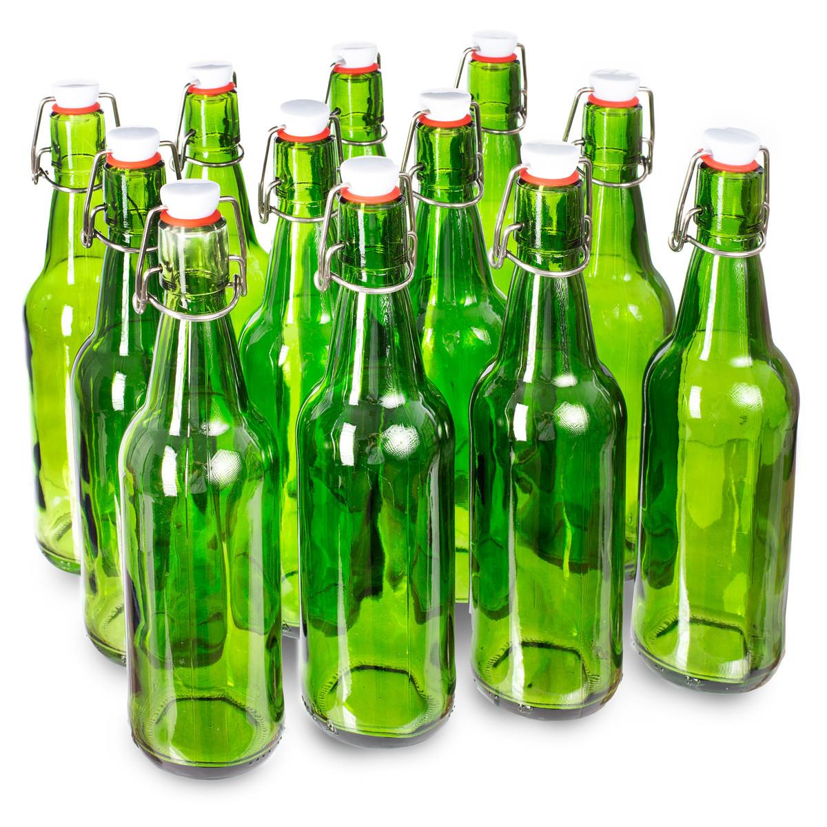Picture of Brybelly KBOT-114 16 oz Grolsch Bottle, Green - Pack of 12