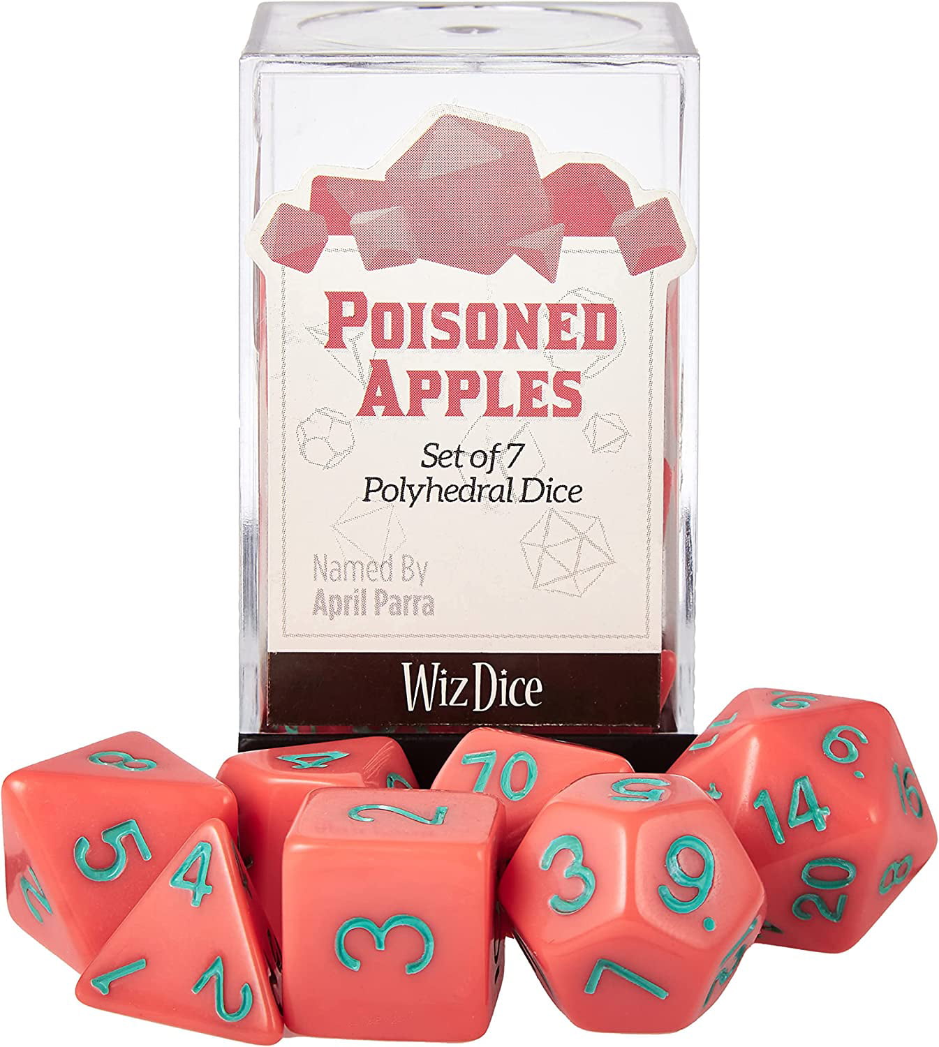 Picture of Brybelly GDIC-1171 Poisoned Apple Solid Red with Green Paint Dice&#44; Set of 7