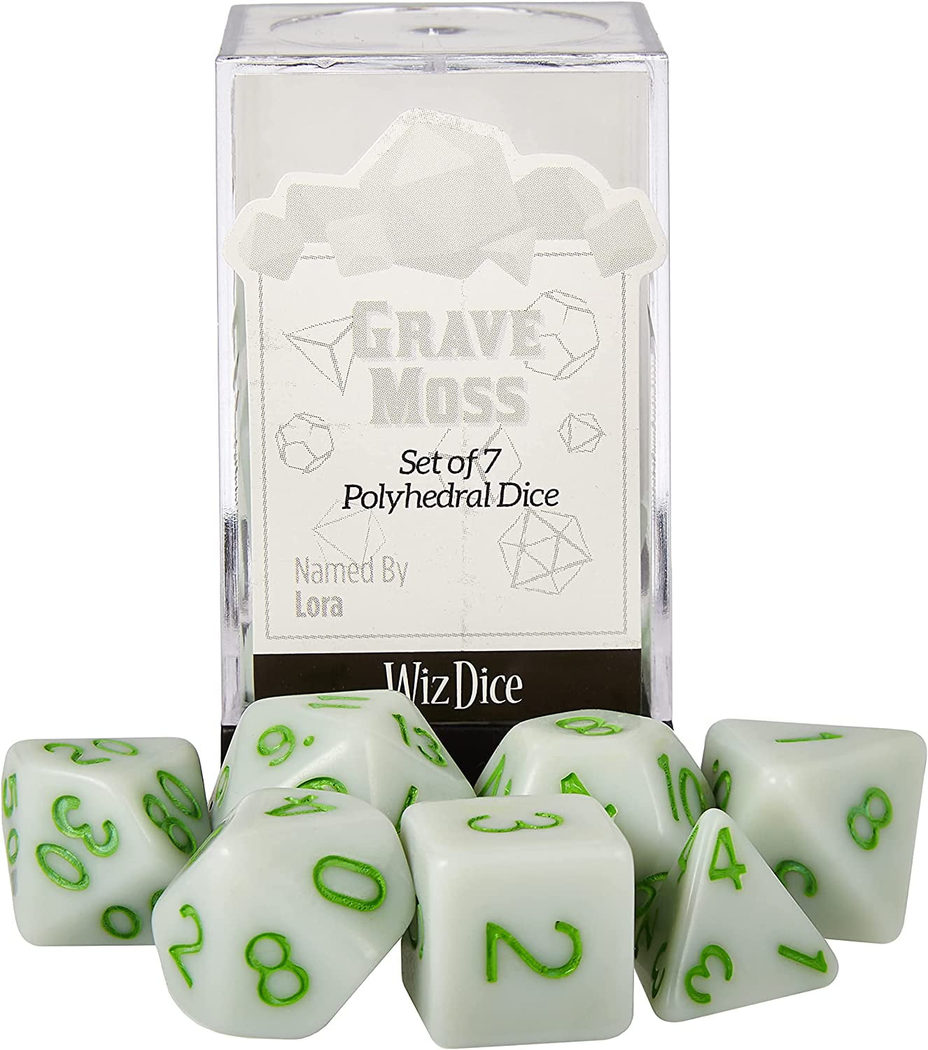 Picture of Brybelly GDIC-1186 Grave Moss Solid Green with Green Paint Dice&#44; Set of 7