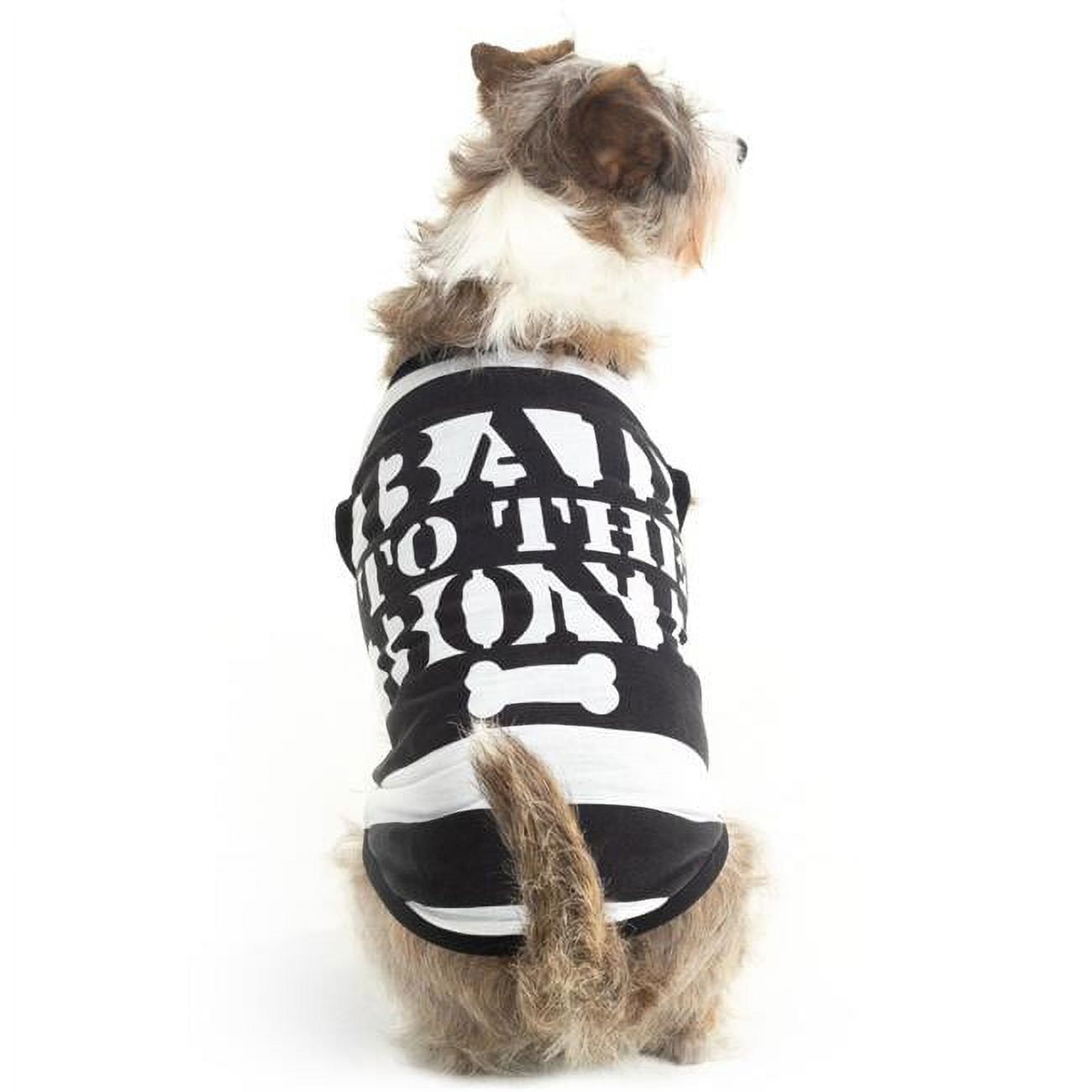 Picture of Brybelly MCOS-613L Bad To The Bone Jailbird Convict Dog Costume, Large