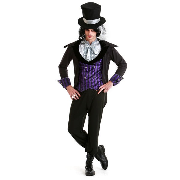 Picture of Brybelly MCOS-183L Dark Mad Hatter Costume for Men&#44; Black & Purple - Large