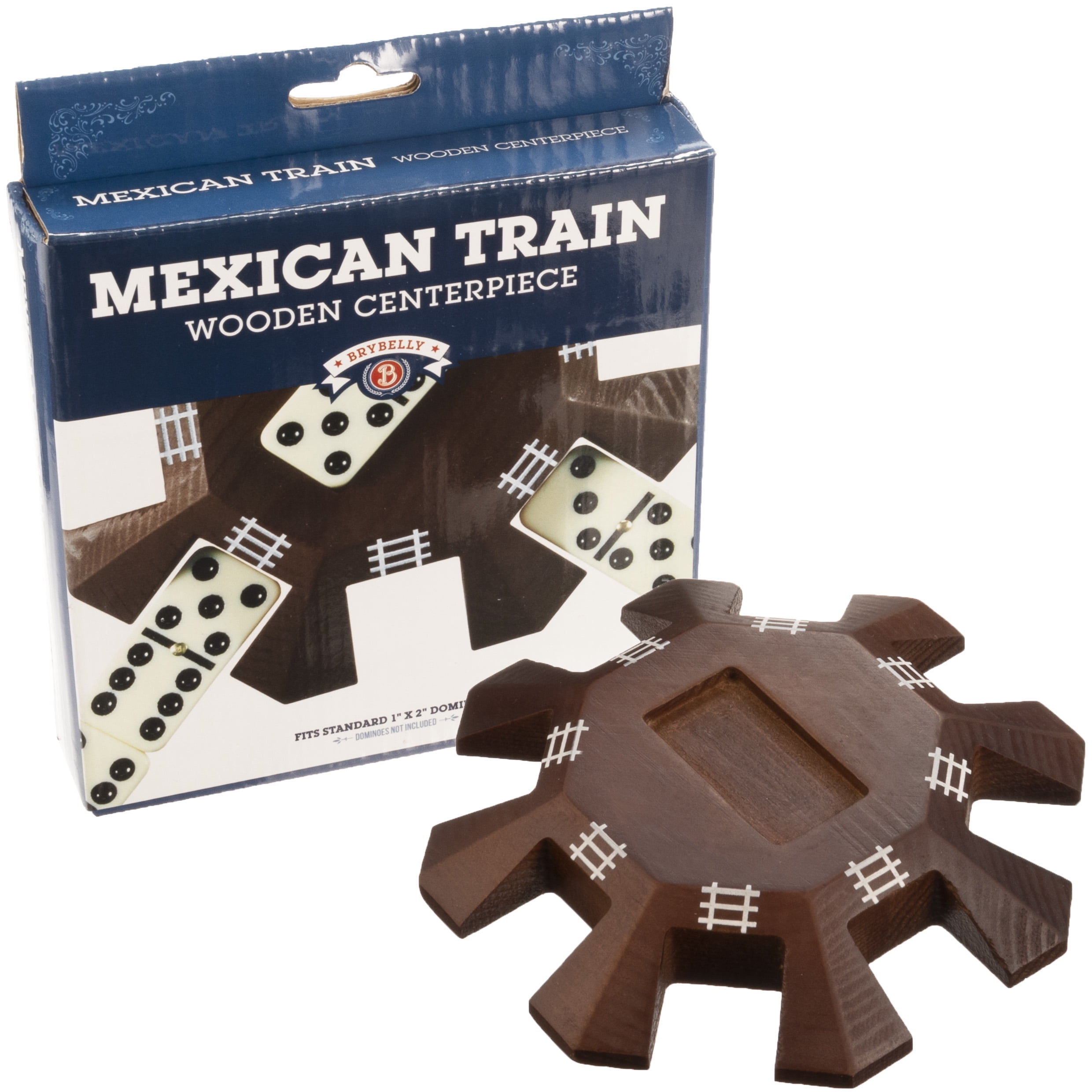Picture of Brybelly GDOM-201 Mexican Train Dominoes Wooden Centerpiece