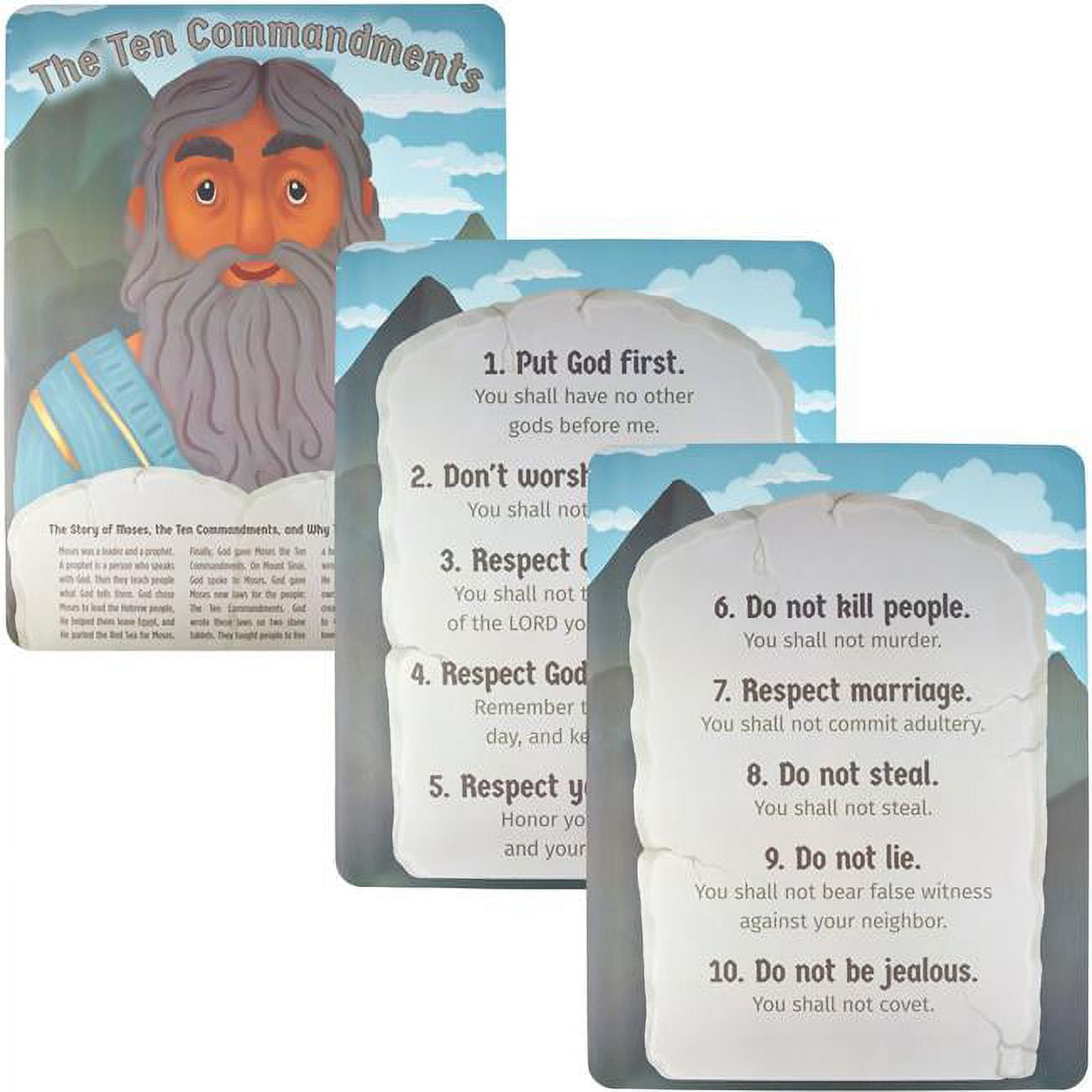 Picture of Brybelly EREL-001 Moses & The Ten Commandments Bible Poster