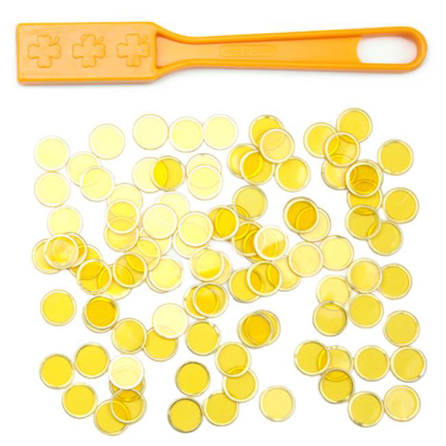 Picture of Brybelly Holdings GBIN-504 Magnetic Bingo Wand with 100 Metallic Bingo Chips, Yellow