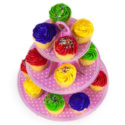 Picture of Brybelly Holdings MPAR-501 14 in. x 12 in. Polka Dot 3 Tier Cupcake Stand, Pink