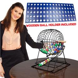 Picture of Brybelly Holdings GBIN-105 19 in. Cage x 1.5 in. Balls&#44; Professional Bingo Set & Wood Board