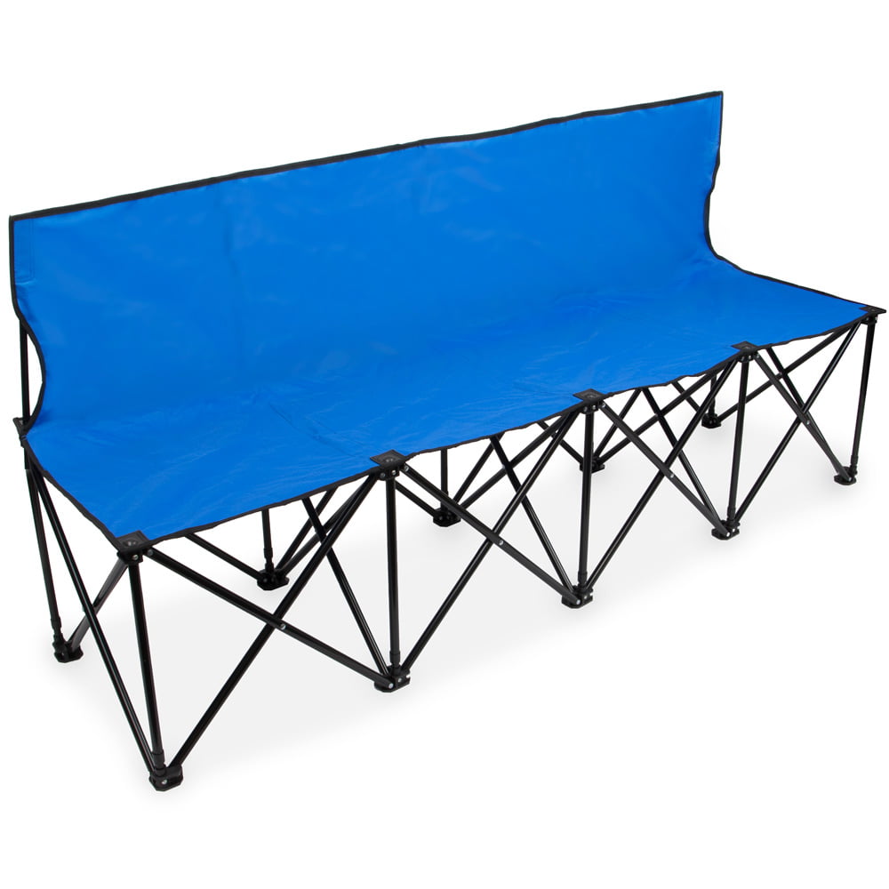 Picture of Brybelly SCOA-702 6 ft. Portable Folding 4 Seat Bench with Back, Blue