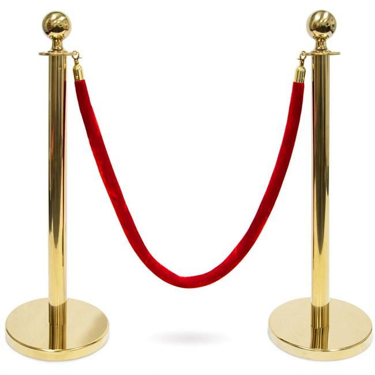 Picture of Brybelly MSTN-201 3 ft. Ball Top Stanchions with 4.5 ft. Red Velvet Rope&#44; Gold