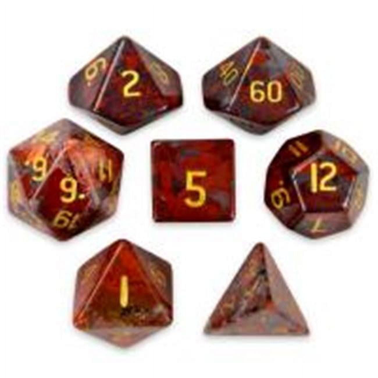 Picture of Brybelly GDIC-1901 Handmade Stone Polyhedral Dice&#44; Poppy Jasper - Set of 7