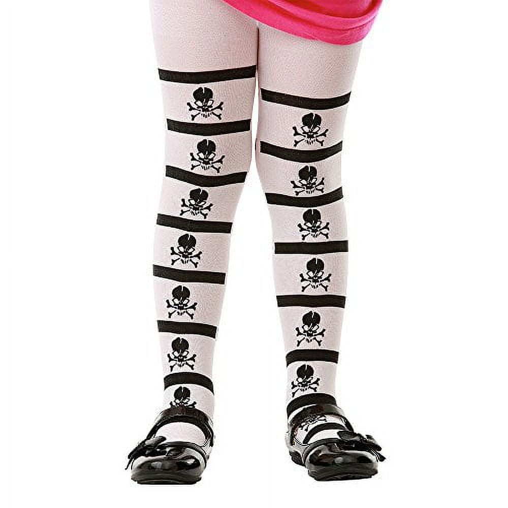 Picture of Brybelly MCOS-201L Striped Pirate Skull Costume Tights, Large