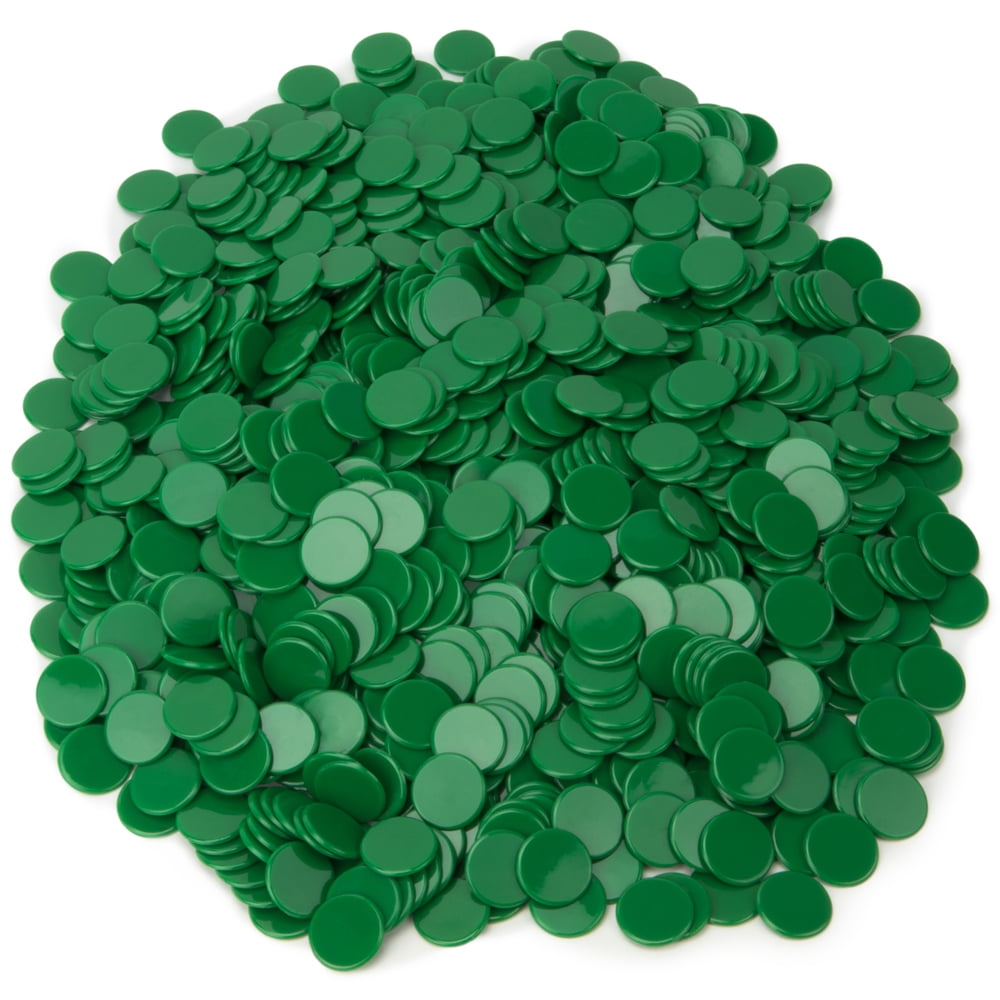 Picture of Brybelly GBIN-352 Solid Green Bingo Chips&#44; Pack of 1000