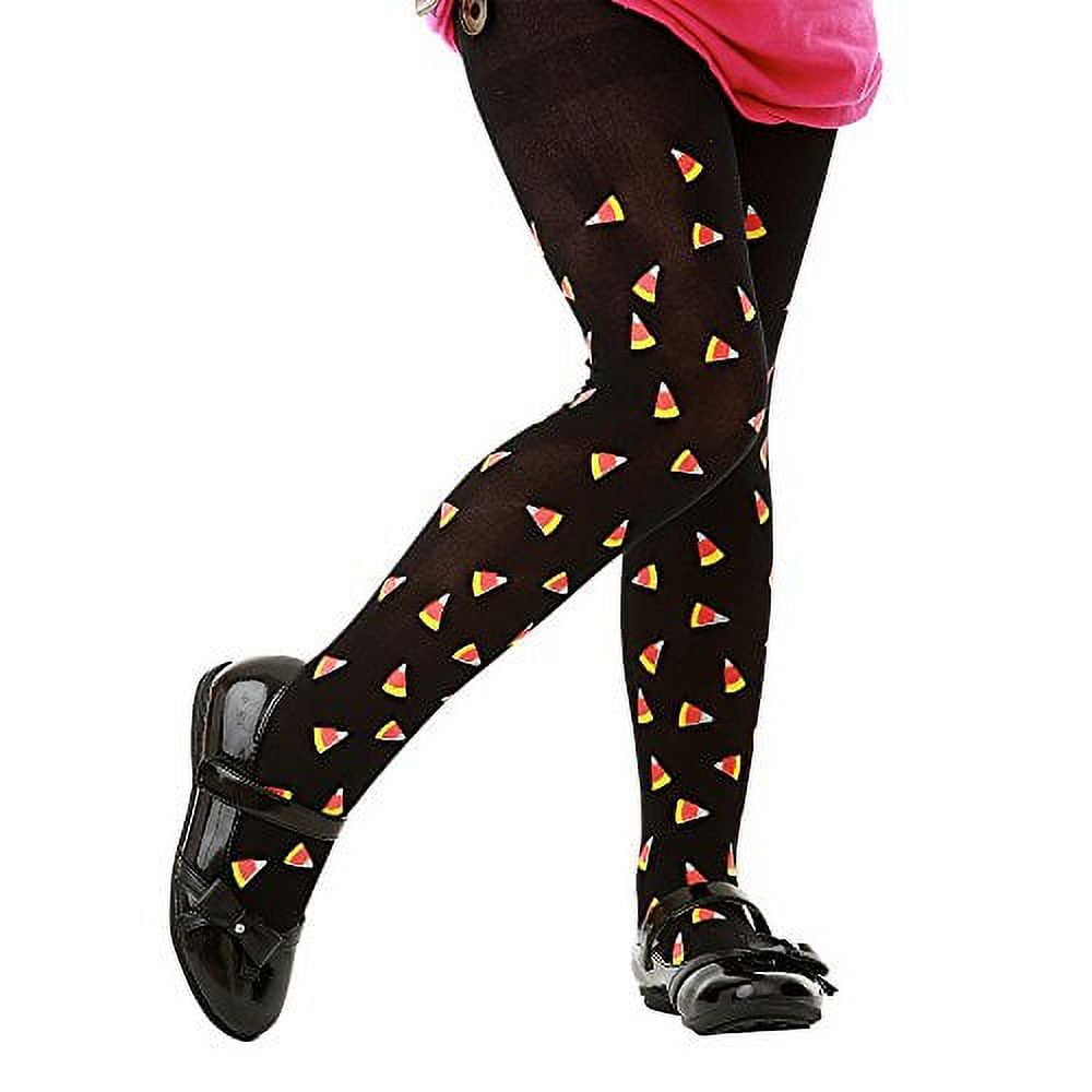 Picture of Brybelly MCOS-205L Black Candy Corn Costume Tights, Large
