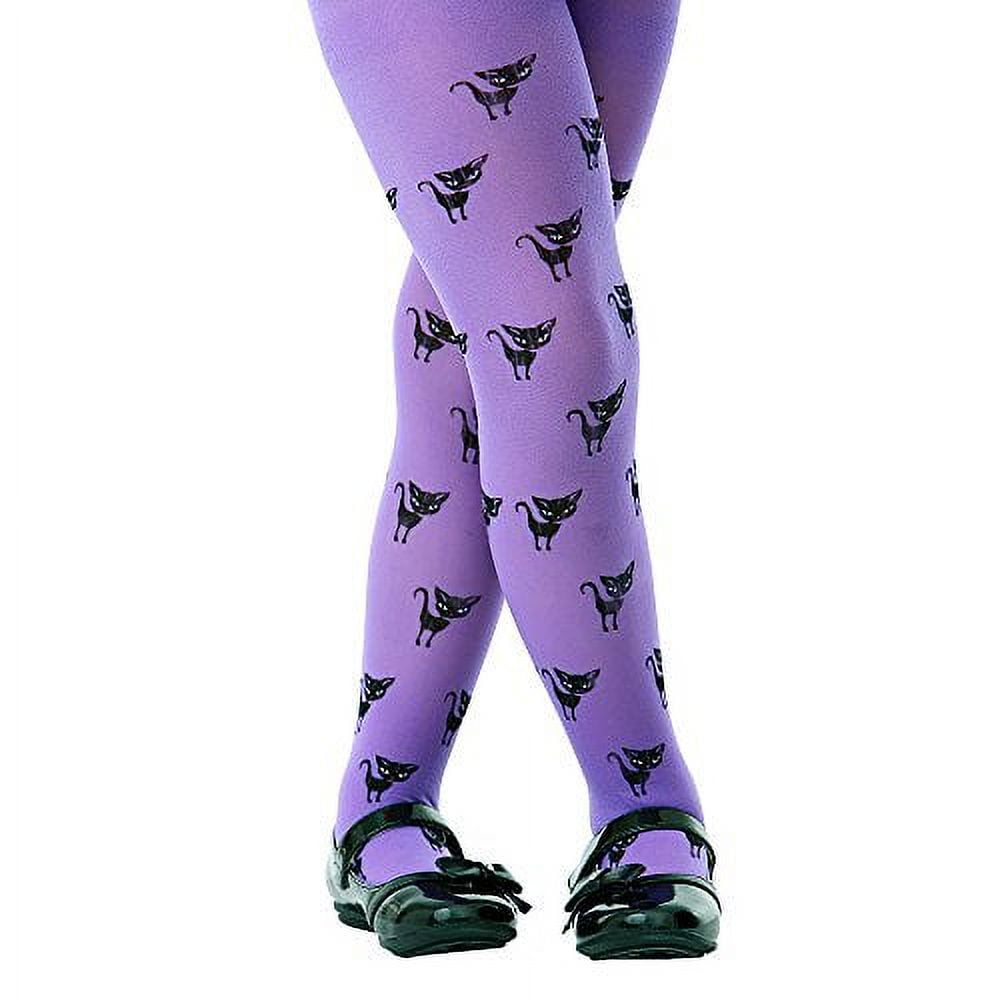 Picture of Brybelly MCOS-202L Purple Black Cat Costume Tights, Large