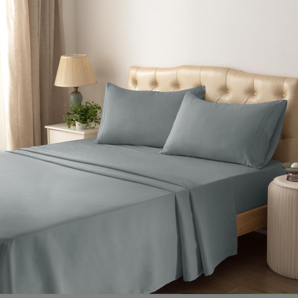 Hotel Collection HC1001CHQ Super Comfortable & Soft Microfiber Bed Sheet Set  Charcoal - Full - 4 Piece
