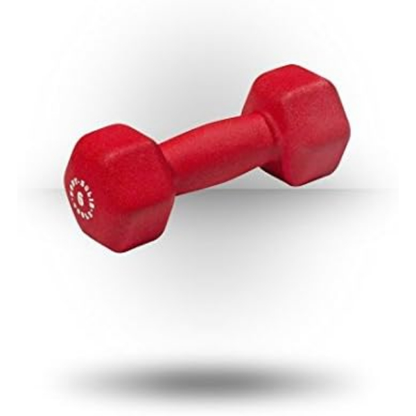 BSTND6 6 lbs Neoprene Dumbbell for Weight  Aerobic Strength Training Pilates  Physical Therapy Hand Weights  Men  Women  Red