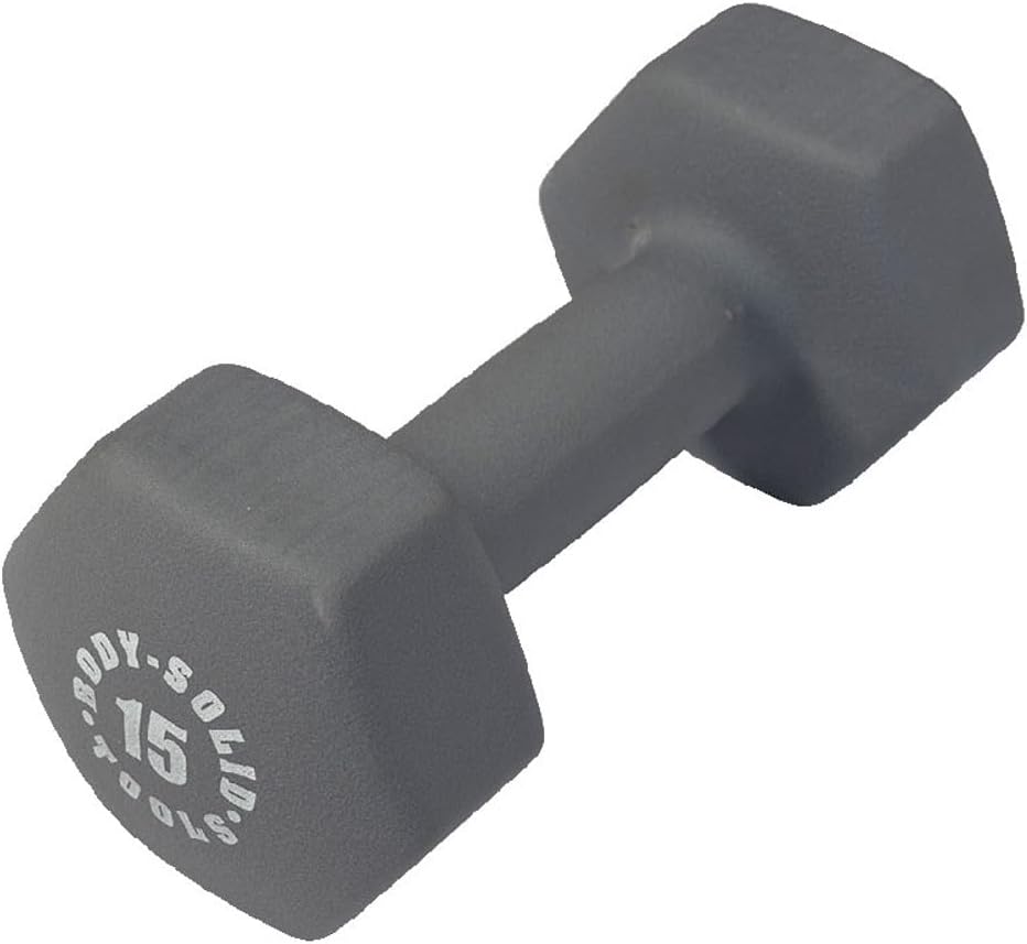BSTND15 15 lbs Neoprene Dumbbell for Weight  Aerobic Strength Training Pilates  Physical Therapy Hand Weights  Men  Women  Gray