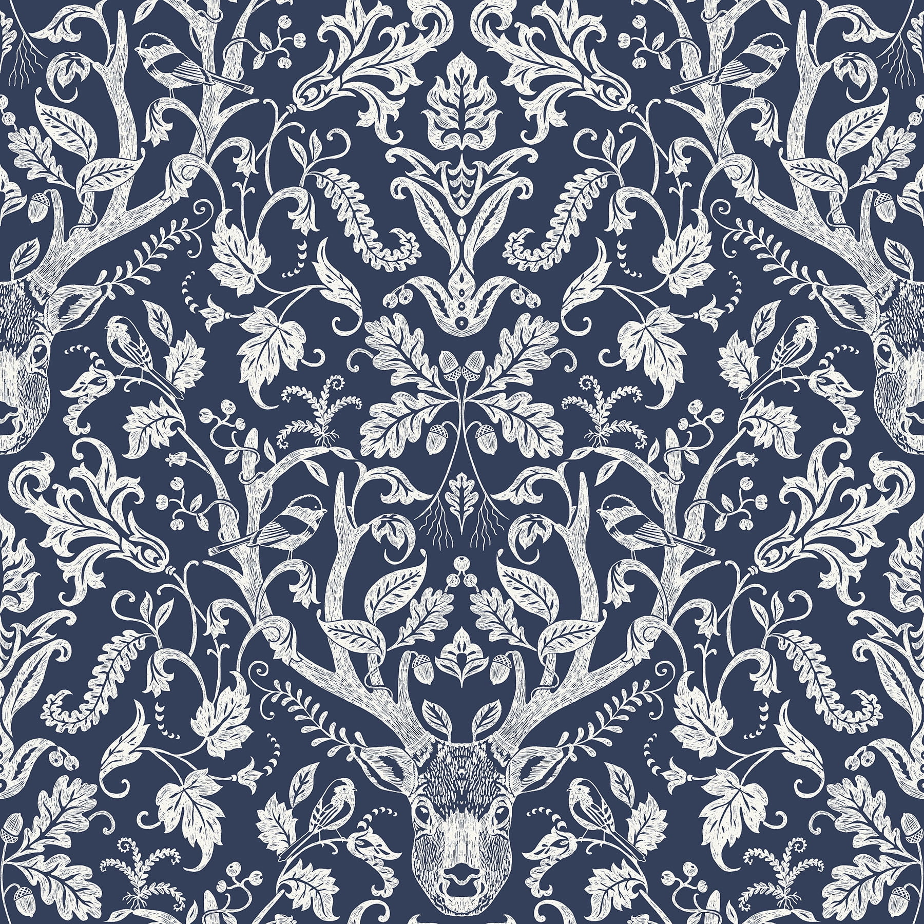 Navy Escape to the Forest Peel & Stick Wallpaper, Blue