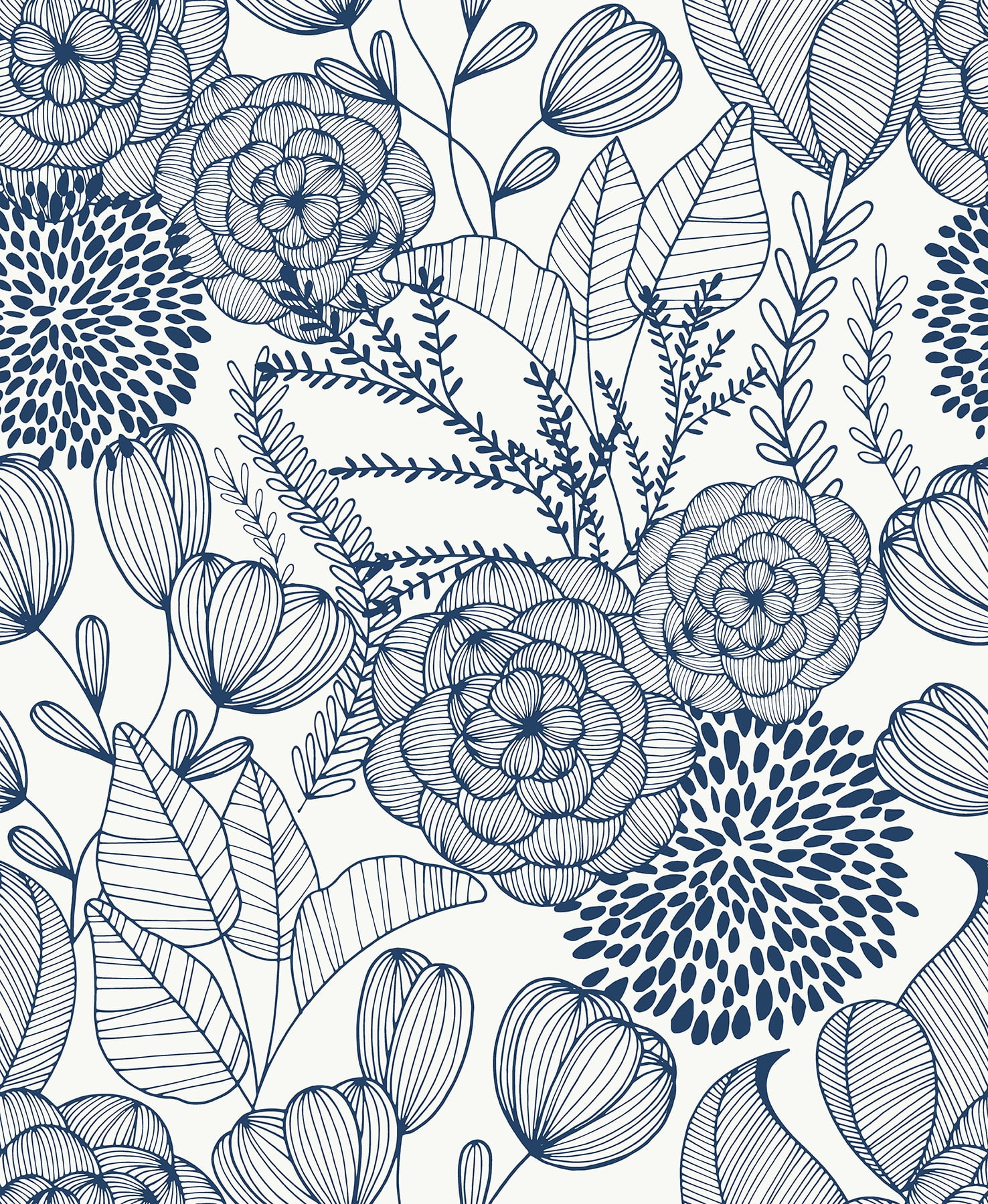 Navy Secret Garden Peel & Stick Wallpaper, Blue