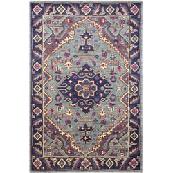 Picture of Bashian A154-TE-4X6-AR109 Artifact Collection Floral Transitional 100 Percent Wool Hand Knotted Area Rug, Teal - 3 ft. 6 in. x 5 ft. 6 in.