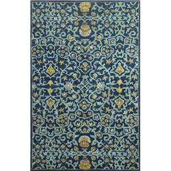Picture of Bashian R128-NV-6X9-HG131 Wilshire Collection Floral Transitional 100 Percent Wool Hand Tufted Area Rug&#44; Navy - 5 ft. 6 in. x 8 ft. 6 in.