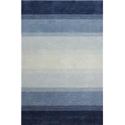 Picture of Bashian S176-BL-4X6-ALM95 Contempo Collection Striped Contemporary 100 Percent Wool Hand Loomed Area Rug&#44; Blue - 3 ft. 6 in. x 5 ft. 6 in.