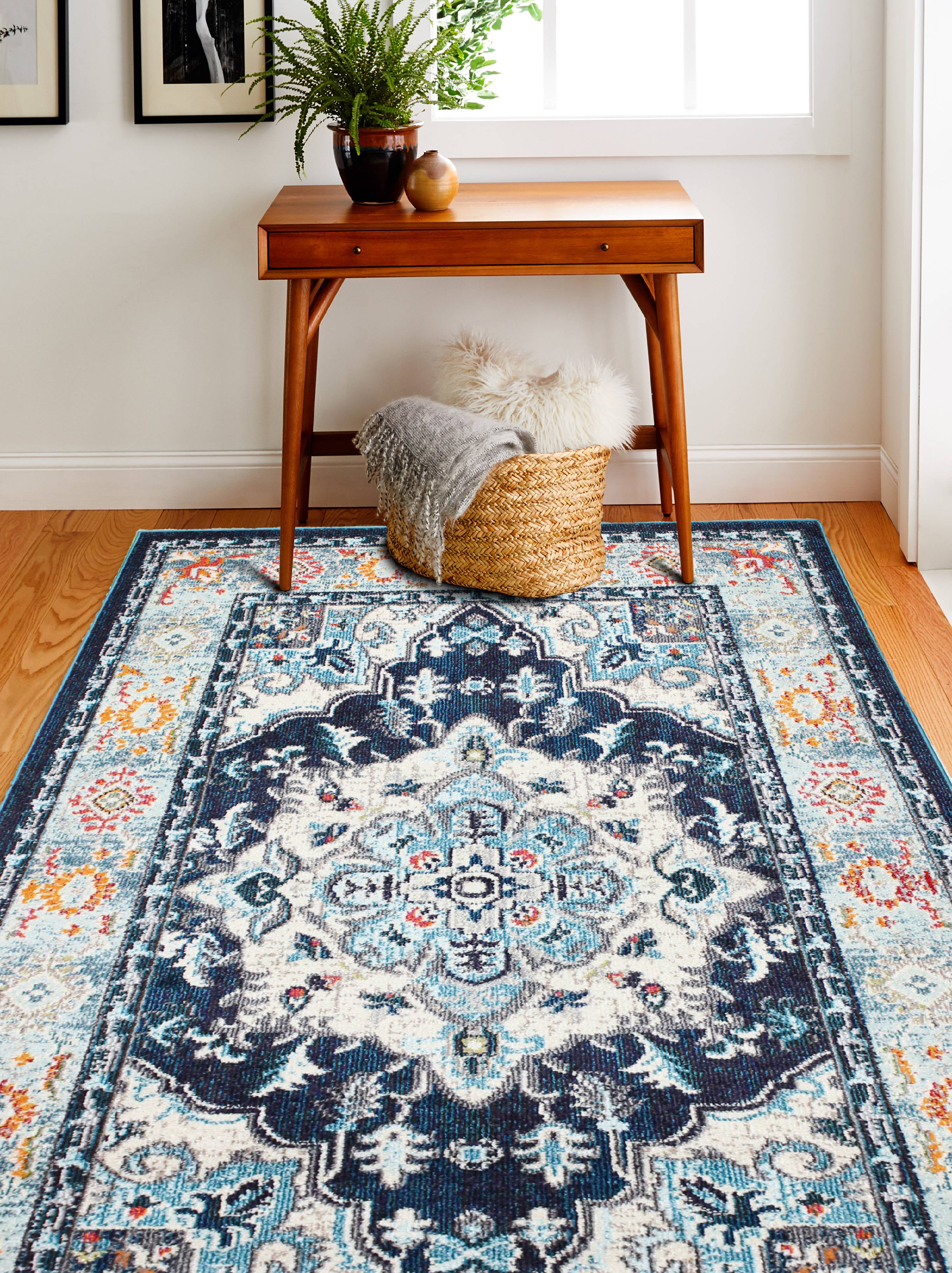 Dakota Collection Geometric Transitional Polypropylene Power Loom Area Rug, Navy - 8 ft. 6 in. x 11 ft. 6 in -  FinalFrame, FI2205596