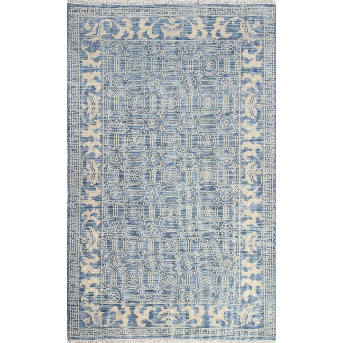 Picture of Bashian A154-DEN-9X12-AR104 Artifact Collection Geometric Transitional 100 Percent Wool Hand Knotted Area Rug, Denim - 8 ft. 6 in. x 11 ft. 6 in.