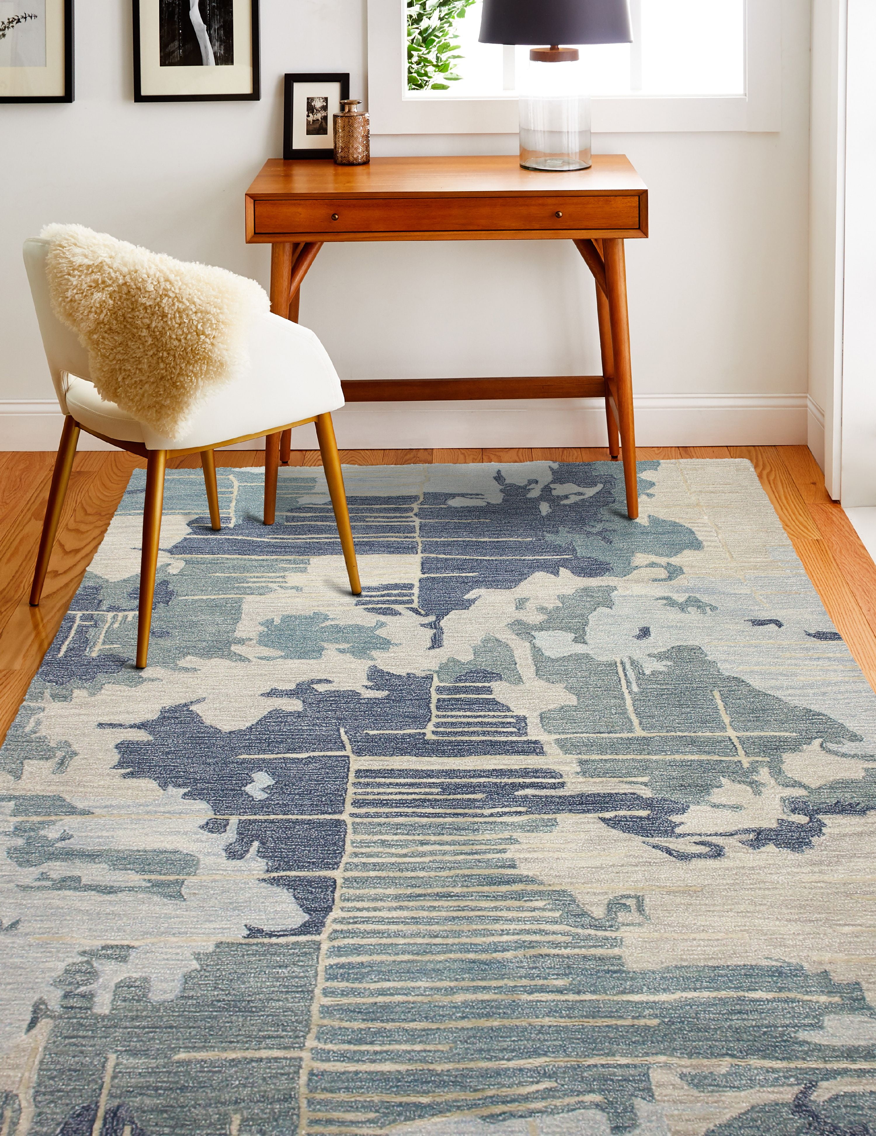 Picture of Bashian R129-BL-8X10-HG377 7.9 x 9.9 ft. Greenwich Contemporary Wool & Viscose Hand Tufted Area Rug&#44; Blue