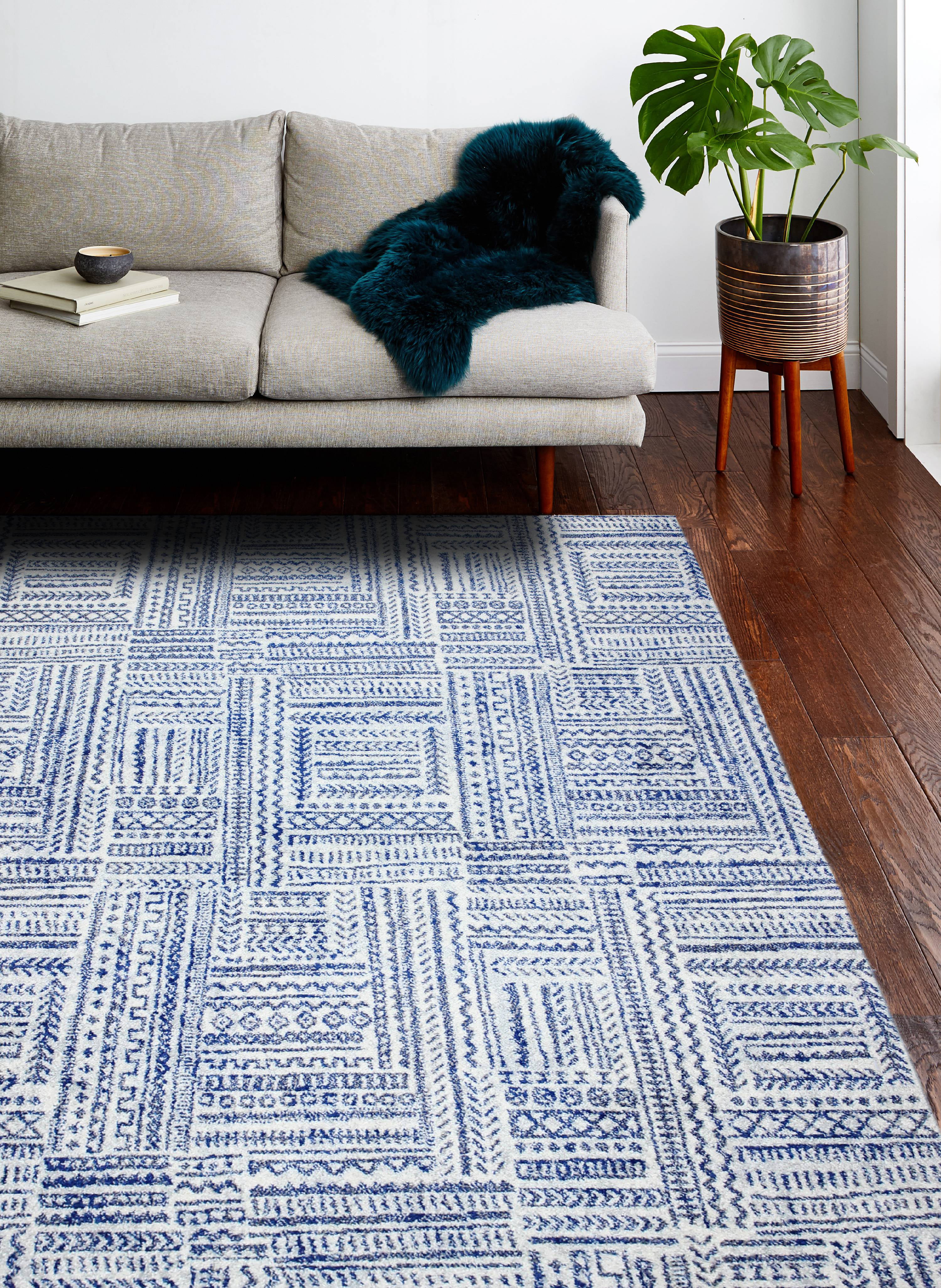 M147-IVBL-9X12-MR603 8 ft. 6 in. x 11 ft. 6 in. Mayfair Collection Transitional Polypropylene Power Loom Area Rug, Ivy & Blue -  Bashian