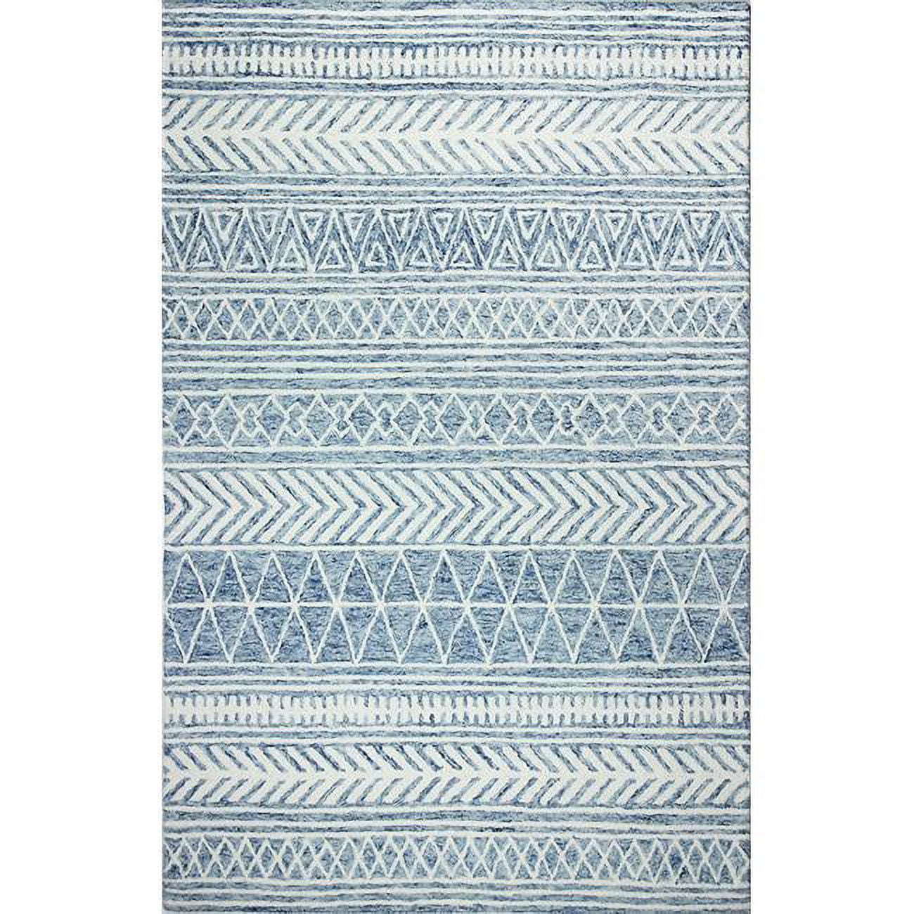 R131-DEN-2.6X8-AL118 2 ft. 6 in. x 8 ft. Valencia Collection Transitional 100 Percent Wool Hand Tufted Area Rug, Denim -  Bashian