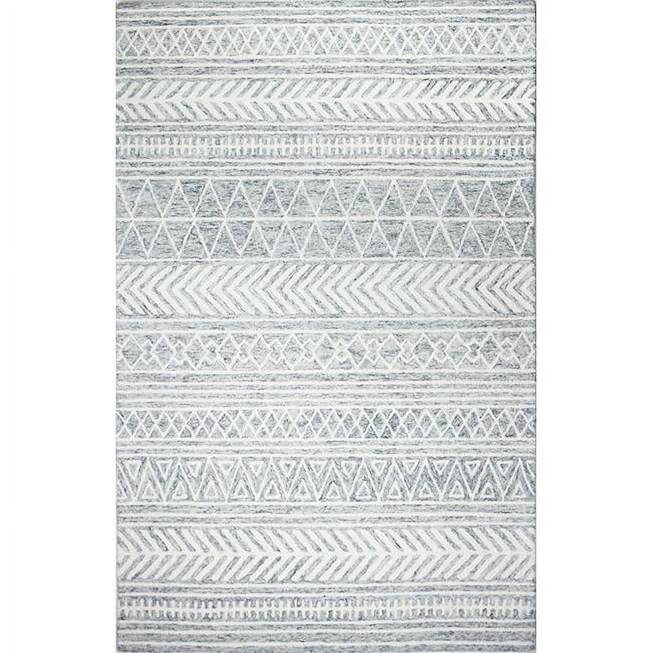 R131-SIL-2.6X8-AL118 2 ft. 6 in. x 8 ft. Valencia Collection Transitional 100 Percent Wool Hand Tufted Area Rug, Silver -  Bashian